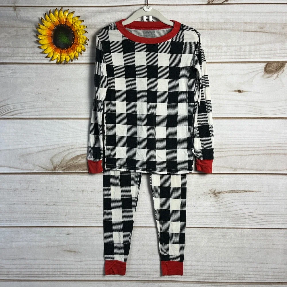 Little Sleepies Kids Pajama Set Buffalo Plaid‎ Long Sleeve Pants Holiday 4T